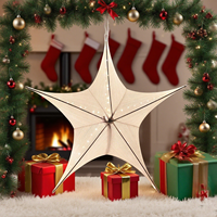 Décoration de Noël artisanale pliable lumineuse incassable en velours et métal, grande étoile à cinq branches, pour usage commercial extérieur
