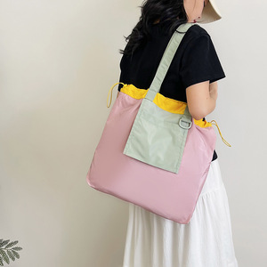 Bolsa de compras plegable de gran capacidad con cordón de ajuste, impermeable, multiusos, para viajes. - Product Image 1