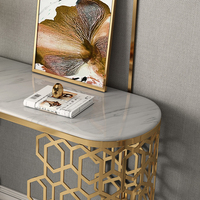 Table de console moderne avec meubles de salon en acier inoxydable doré