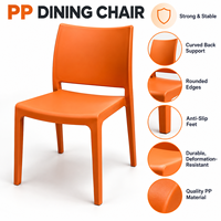 Chaise de salle à manger en plastique PP orange, monobloc, sans accoudoirs, avec dossier incurvé, pour jardin, terrasse, café, restaurant, mobilier d'extérieur