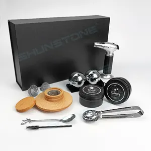 Whiskey Cocktail Smoker Kit With Torch And Stainless Steel Whiskey Ball Stones And Wood Chips Whiskey Birthday Gift Set For Men