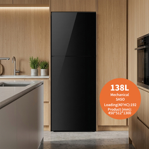 <span class=keywords><strong>Réfrigérateur</strong></span> à double porte avec congélateur supérieur en verre <span class=keywords><strong>noir</strong></span> de 138 L, compatible OEM, pour la maison - Product Image 3