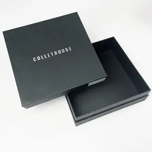 Deluxe Custom Box with Striped Texture and White-Stamped Logo Perfect for High-End Corporate Apparel Gifts Reusable