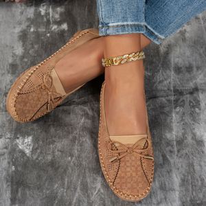 Mocassins plats à bout pointu pour femmes, couleur camel, semelle légère, style ballerine, chaussures décontractées, confortables, faciles à enfiler - Product Image 3