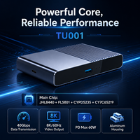 Base de Conexión Thunderbolt 4/USB4 5 en 1, 40 Gbps, 8K+60Hz, 60W PD, Hub USB-A de 10 Gbps, Carcasa de Aluminio, en Stock