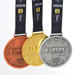 Оптовая продажа на заказ металлическая Спортивная 925 серебряная медаль Премиум медаль Шейная лента для медалей