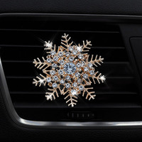 Clip diffuseur de parfum pour voiture en forme de flocon de neige de Noël, incrusté de diamants, pour la décoration de la climatisation