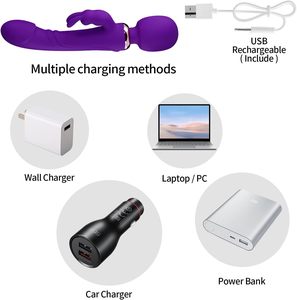 Vibratore impermeabile da 9.6 pollici strumento di piacere delle donne orecchie di coniglio 10 potenti modalità di ricarica rapida giocattoli per adulti macchina regalo popolare per - Product Image 5