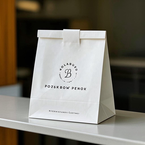 Custom Printed Kraft Paper Carrier <strong>Bags</strong> for Food Takeout, Portable &amp; Durable - Product Image 1