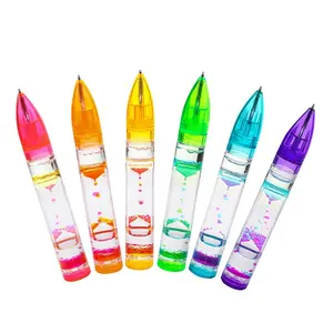 Wholesale Cheap Price Liquid Oil Motion Colorful Floating Ballpoint Pen Bubble Liquid Timer Pen