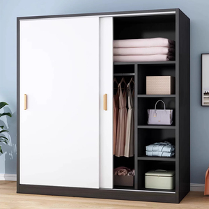 Armoire en bois moderne pour chambre à coucher avec porte coulissante dissimulée, <span class=keywords><strong>meuble</strong></span> <span class=keywords><strong>de</strong></span> <span class=keywords><strong>rangement</strong></span> multifonctionnel - Product Image 4