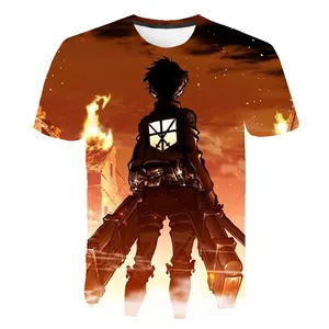 2023 crew neck breathable 3D digital print anime camisas 180 gsm short sleeve t shirts attack on titan t shirt