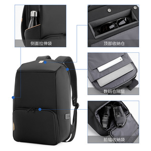 Laptop <b>Backpack</b> 15.6 Inch Computer Interlayer Lightweight Unisex <b>Black</b> Everyday Commuting Bag - Product Image 4