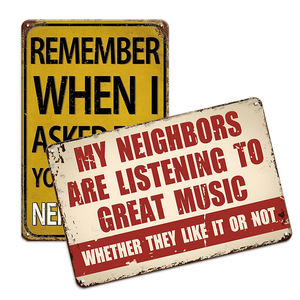 Ensemble de panneaux métalliques vintage et amusants sur le thème de la <span class=keywords><strong>musique</strong></span>, <span class=keywords><strong>décoration</strong></span> <span class=keywords><strong>murale</strong></span> rétro pour la maison, la cave du homme, le bar ou le garage - Product Image 1