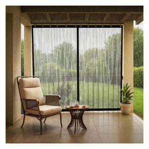 Rideau extérieur en PVC transparent Renolit 0,5 mm, finition transparente pour une protection supérieure contre la pluie, vue extérieure claire - Product Image 1