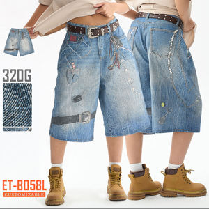 Fabricantes chinos Casual 100% algodón Streetwear Imprimir Baggy Straight Men Denim Shorts Jeans Shorts - Product Image 2