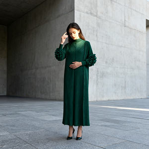 Robe Abaya plissée en polyester imprimé de qualité supérieure pour femmes musulmanes avec design personnalisé et services de vente en gros - Product Image 4