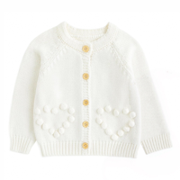 Cardigan pour bébé fille en coton 100% tricoté à la main Hongbo, broderie florale, pull en tricot pour enfants, doublure en laine chaude, marque privée, 2-14 ans