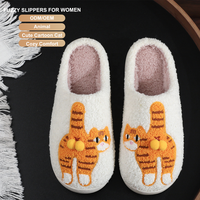 ODM/OEM Personnalisé Hiver Dessin Animé Doux Mignon Amusant Peluche Antidérapant Semelle TPR Chat Orange avec Queue Pompon