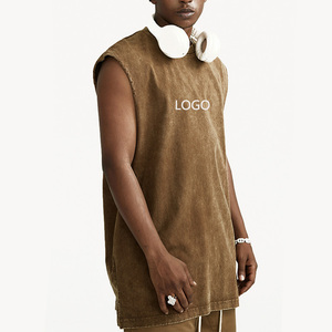 T-shirts sans manches 100% coton personnalisés, débardeurs de Fitness Vintage, <span class=keywords><strong>gilet</strong></span> pour hommes, coupe ample - Product Image 1
