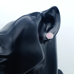 GZH-1221 Khuyến mãi nóng, số lượng đặt hàng tối thiểu nhỏ, khuyên tai bạc 925 dành cho nữ, kiểu dáng tròn đính đá mặt trăng hồng - Product Image 2