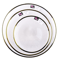 Assiettes de service en verre à motif soleil, bord doré, luxe abordable, plusieurs tailles, transparentes, pour fruits et salades, pour la maison et les fêtes