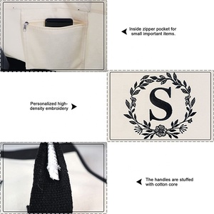 กระเป๋าโท้ทผ้าแคนวาสทรงสี่เหลี่ยมขนาดใหญ่ พิมพ์ลายตัวอักษรเก๋ไก๋ สำหรับผู้หญิง สะพายไหล่ ใช้ได้ทุกวัน เหมาะสำหรับช้อปปิ้ง - Product Image 2