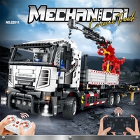 Grúa Montada en Camión, Bloques de Construcción STEM Educativos, Modelo de Plástico ABS, Juguete Electrónico de Construcción con Control Remoto, Edades 6+