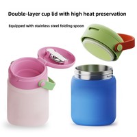 Boîte à lunch isolée en acier inoxydable 12oz transfrontalière poignée sur mesure conception pliable réservoir fumant double couche nouveau