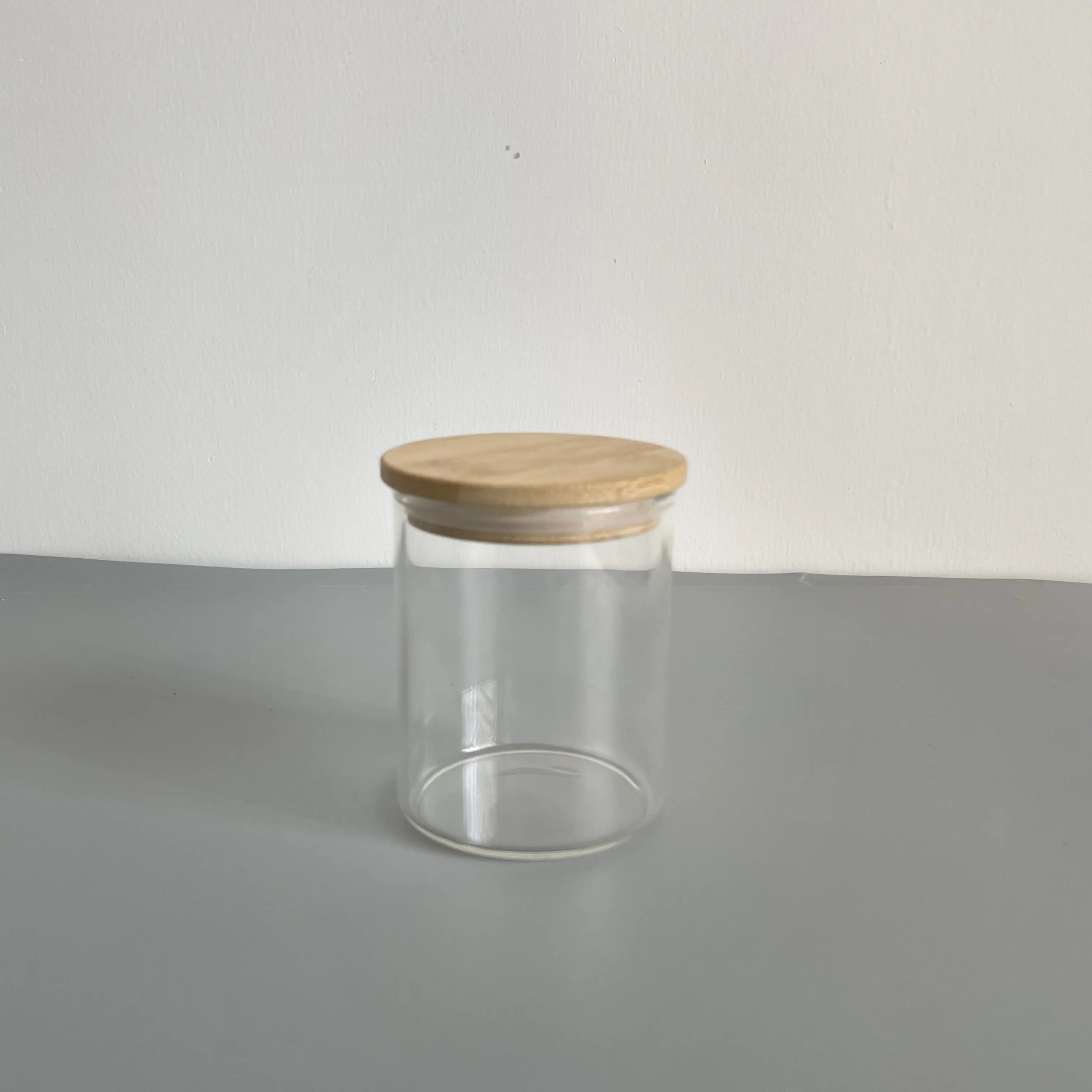 270 ml sublimations-leere Gläser Behälter großes Glas gefrostet weiß 3 Docht breit Kerze-Glas Kerzenschalen mit Bambus-Deckel
