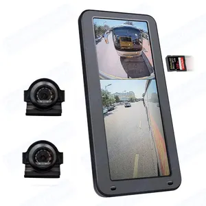 Kamera Spion AHD Deteksi Pandangan Buta 12.3 Inci dengan Layar Titik Buta, Kamera Spion Samping Mobil Ganda, Kamera Cadangan untuk Truk Bus
