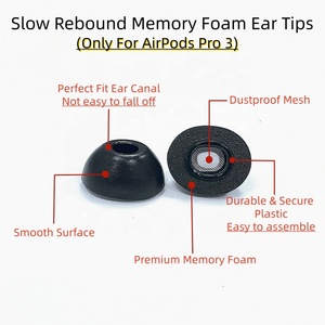 Embouts d'oreille de remplacement en mousse à mémoire de forme <span class=keywords><strong>ultra</strong></span> douce à rebond lent à isolation phonique en gros d'usine pour les nouveaux Apple <span class=keywords><strong>AirPods</strong></span> Pro 3 - Product Image 1