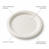 Assiette ronde jetable en bagasse de 8 pouces, écologique, pour le service quotidien et les événements en extérieur