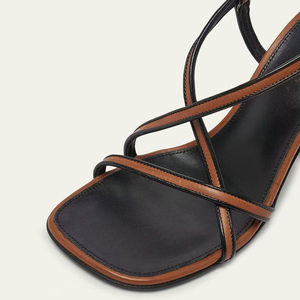 Sandalias de tiras cruzadas para mujer, estilo diseñador, con hebillas de verano, correa trasera, tacones irregulares con gancho, zapatos de punta abierta - Product Image 3