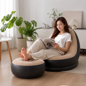 Sofá Inflable Moderno y Minimalista al por Mayor con Otomana, PVC Flocado, Portátil, <span class=keywords><strong>Plegable</strong></span>, para Interiores y Exteriores, Personalizable - Product Image 3