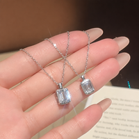 Collier pendentif en moissanite taille émeraude 1CT 2CT en argent sterling 925 couleur D VVS1, cadeau d'anniversaire, bijoux fins pour femme