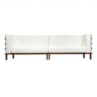 Anpassbares 2-Sitzer Gerades Sofa Minimalistisches Gepolstertes Sofa Holzseitenpaneele Wohnzimmer