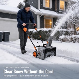 Souffleuse à neige sans fil 40 V au lithium avec éclairage de travail LED pour le déneigement domestique - Product Image 2