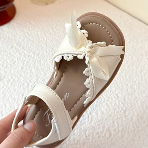 White Lace Princess <b>Sandals</b> Girl Dress Shoes Toddler Girl <b>Sandals</b> Open Toe Little Kid Summer Flats Bow Kids <b>Sandals</b> - Product Image 5