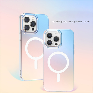 Accesorios móviles personalizados, funda de teléfono con gradiente láser para iPHONE 16 E 11 12 13 15 14 Plus 17 Pro Max, funda magnética - Product Image 1