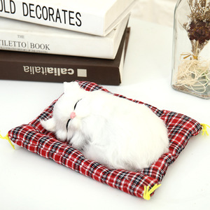 Gato realista, simulación de animales, respiración, dormir, Gato de peluche, perro, bonito muñeco de peluche, juguete, regalo de cumpleaños, adornos de coche para el hogar - Product Image 3