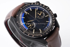 Montre mécanique pour couple Master Speed DARKSIDE of the MOON, bracelet en cuir véritable, étanche, montre pour homme - Product Image 3