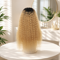 Perruque indienne Remy sans colle, fabriquée à la machine, brun moyen, lisse crépu, longueur 13, densité 250%, franges aériennes, sans dentelle, perruque complète pour