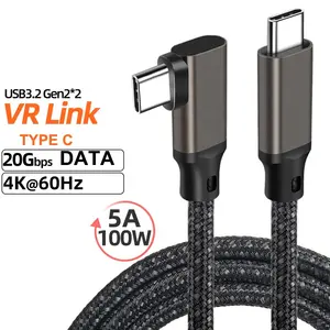 5A 100WVRヘッドセットUSBTYPE Cケーブル90度USB-C VR用ケーブルOculusQuest Link USB3.2 GEN2 20Gbps 4K @ 60Hz