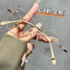 Anteprima 31296 Montura de Gafas Ópticas Cuadradas de Metal, Protección Anti Luz Azul, Unisex, Montura Estrecha, Lentes de PC, Lentes Planas - Product Image 5