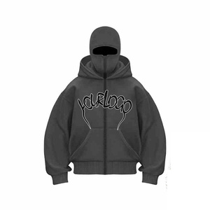 Sweat à capuche zippé pour homme, coupe ninja, haute qualité, 100% coton épais, coupe-vent, respirant, écologique, idéal pour l'automne - Product Image 1