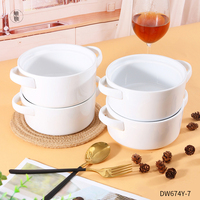 Ensemble de 4 bols à soupe en céramique empilables en porcelaine avec poignées pour la cuisine