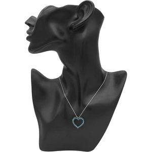 Heart Shape Brilliant Cut Diamond Pendant Necklace 1.25 Cttw White Blue Diamonds 925 Sterling Silver Rhodium Plated <b>Rope</b> <b>Chain</b> - Product Image 3