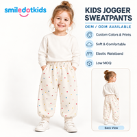 Pantalon de jogging pour enfants Smiledotkids, crème à pois, personnalisable OEM ODM, faible MOQ, taille élastique douce, pour tout-petits filles et garçons, vente en gros