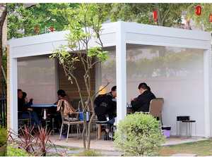 Chất lượng cao nhôm pergola hoàn toàn tự động Louvre mái gazebo không thấm nước cơ giới ngoài trời tán gian hàng cho sân thượng - Product Image 3